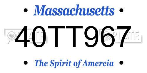 40TT967 Massachusetts License Plate
