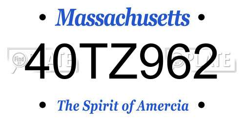 40TZ962 Massachusetts License Plate