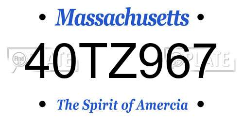 40TZ967 Massachusetts License Plate