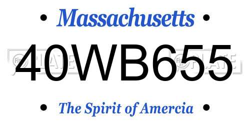 40WB655 Massachusetts License Plate