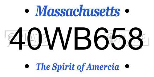 40WB658 Massachusetts License Plate