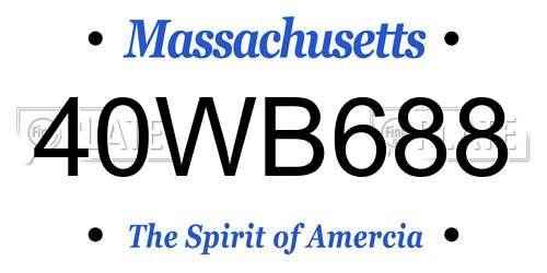 40WB688 Massachusetts License Plate