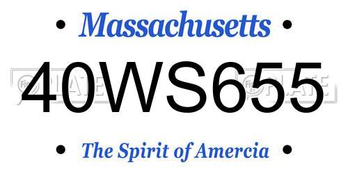 40WS655 Massachusetts License Plate