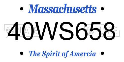 40WS658 Massachusetts License Plate