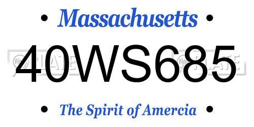 40WS685 Massachusetts License Plate