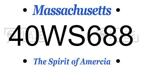 40WS688 Massachusetts License Plate