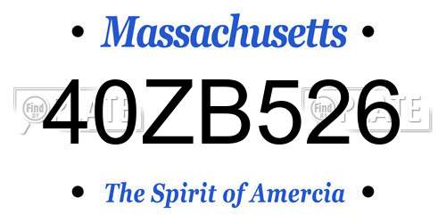 40ZB526 Massachusetts License Plate