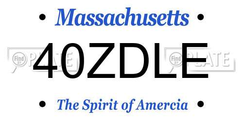40ZDLE Massachusetts License Plate