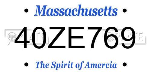 40ZE769 Massachusetts License Plate