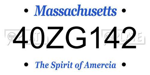 40ZG142 Massachusetts License Plate