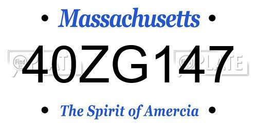 40ZG147 Massachusetts License Plate