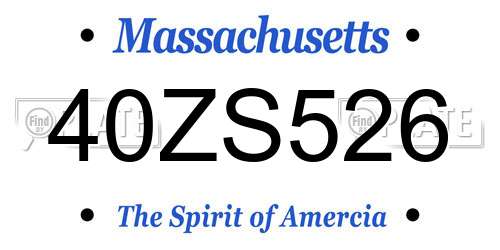 40ZS526 Massachusetts License Plate