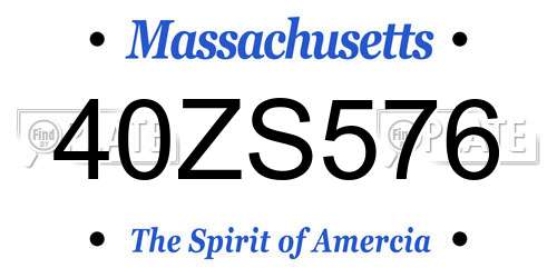 40ZS576 Massachusetts License Plate