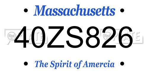 40ZS826 Massachusetts License Plate