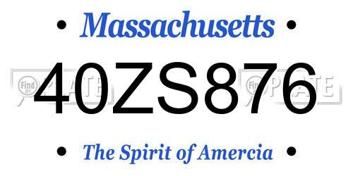 40ZS876 Massachusetts License Plate
