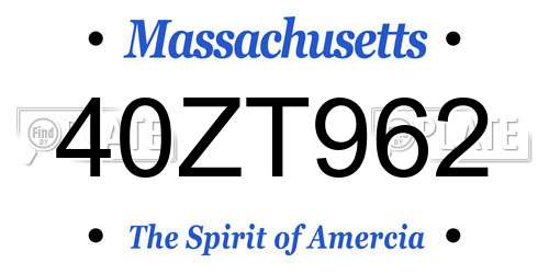 40ZT962 Massachusetts License Plate