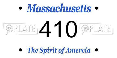 410 Massachusetts License Plate