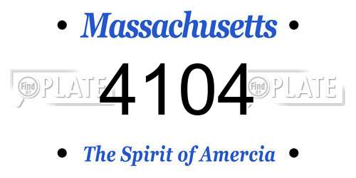 4104 Massachusetts License Plate