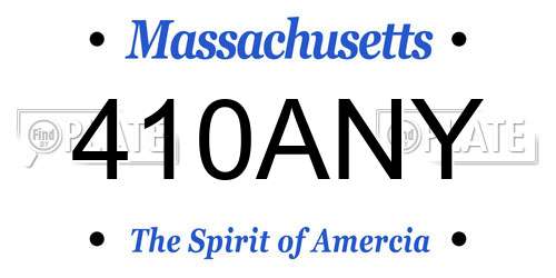 410ANY Massachusetts License Plate
