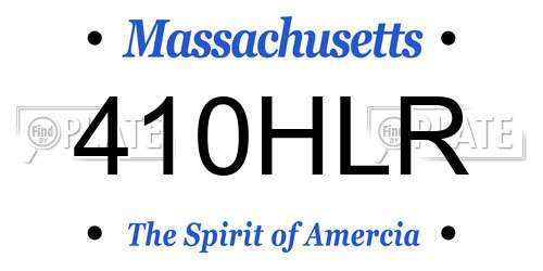 410HLR Massachusetts License Plate