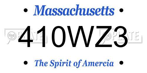 410WZ3 Massachusetts License Plate