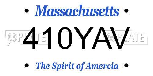 410YAV Massachusetts License Plate