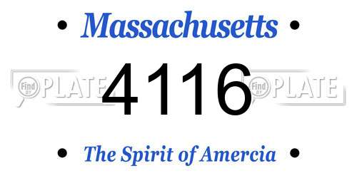 4116 Massachusetts License Plate