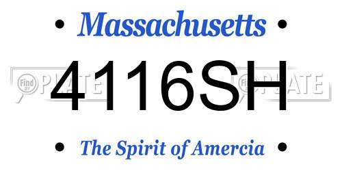 4116SH Massachusetts License Plate