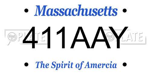 411AAY Massachusetts License Plate