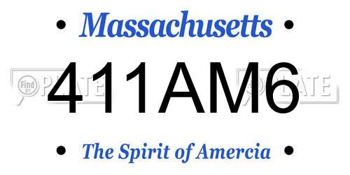 411AM6 Massachusetts License Plate