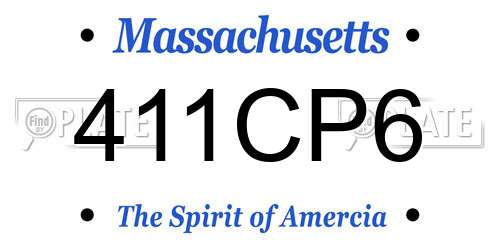 411CP6 Massachusetts License Plate