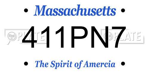 411PN7 Massachusetts License Plate