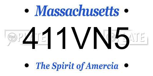 411VN5 Massachusetts License Plate