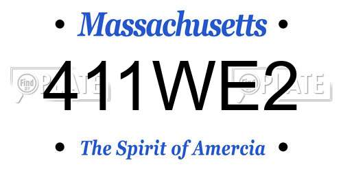 411WE2 Massachusetts License Plate