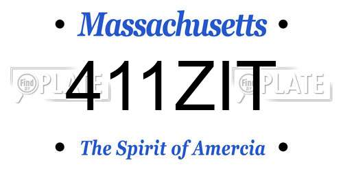 411ZIT Massachusetts License Plate