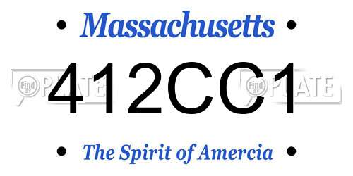 412CC1 Massachusetts License Plate