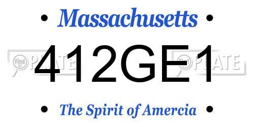 412GE1 Massachusetts License Plate