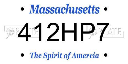 412HP7 Massachusetts License Plate