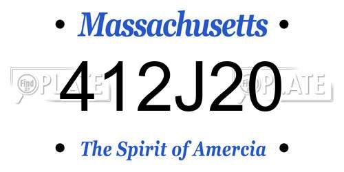 412J20 Massachusetts License Plate