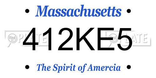 412KE5 Massachusetts License Plate