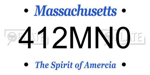 412MN0 Massachusetts License Plate