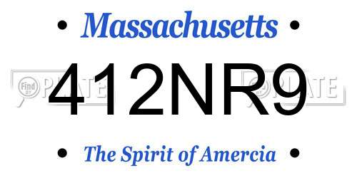412NR9 Massachusetts License Plate