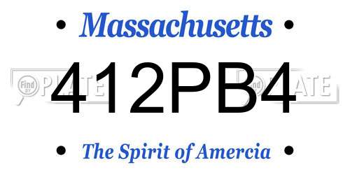 412PB4 Massachusetts License Plate
