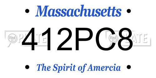 412PC8 Massachusetts License Plate