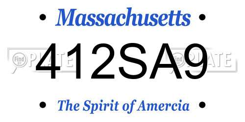 412SA9 Massachusetts License Plate