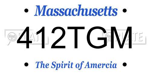 412TGM Massachusetts License Plate