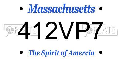 412VP7 Massachusetts License Plate