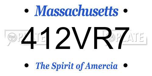 412VR7 Massachusetts License Plate