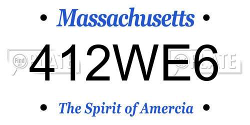 412WE6 Massachusetts License Plate