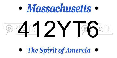 412YT6 Massachusetts License Plate